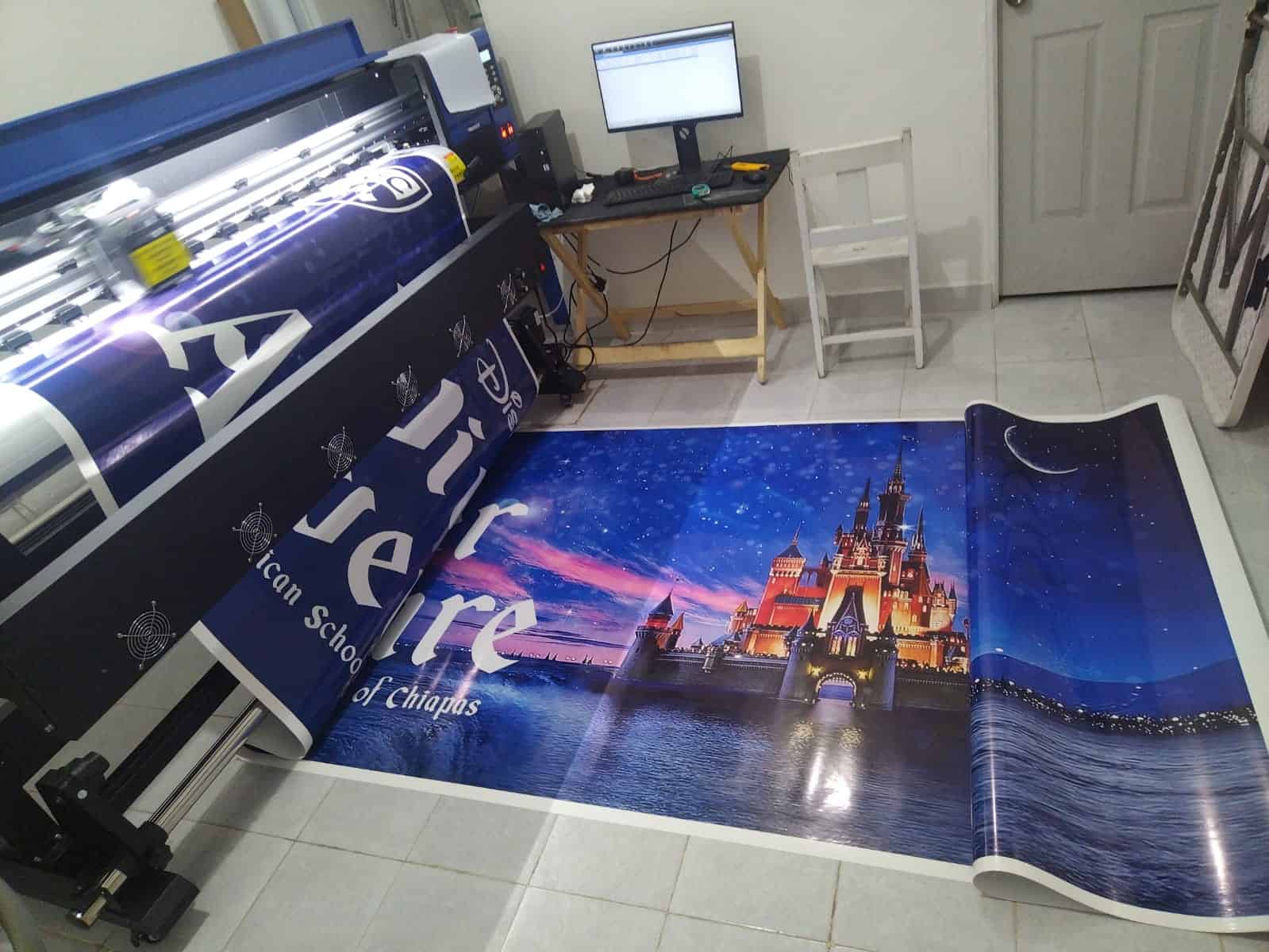 Impresión de lona de gran formato con diseño de castillo de Disney